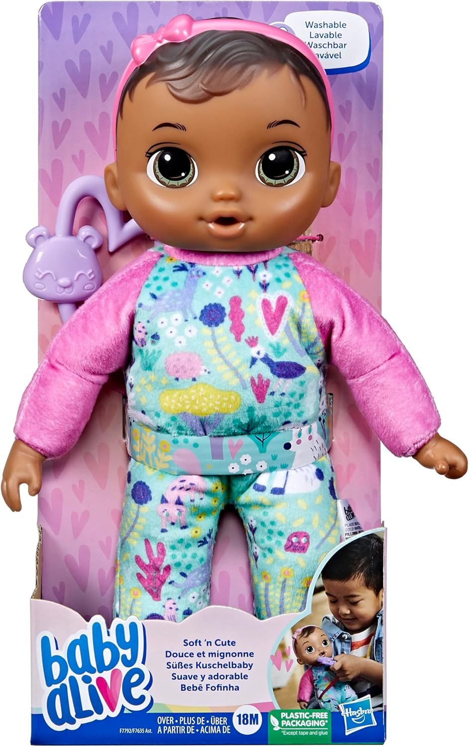 Baby Alive Soft ‘n Cute Doll, Brown Hair, 11-Inch First Baby Dolls, Washable Soft Toys for Toddlers, Easter Gifts for Kids, 18 Months+ - Image 2