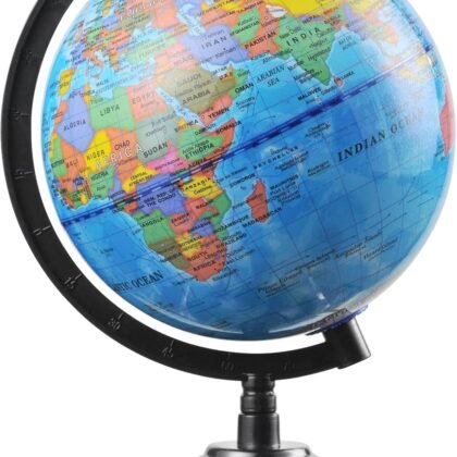 World Globe for Kids Learning - 6 inch Interactive Earth Globe with Stand for Children Students Educational Geography, Spinning World Globes Map Decorative Kids Room Classroom, Desk, Office, Home