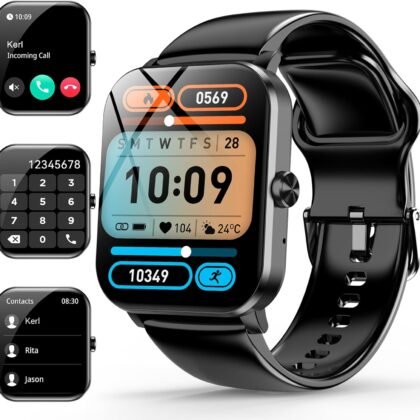 Smart Watch, 1.85" Smartwatch for Men Women (Answer/Make Call), Heart Rate, Sleep Monitor, Pedometer, 120+ Sport Modes Activity Tracker, IP68 Waterproof Fitness Watch for Android iOS (Black)