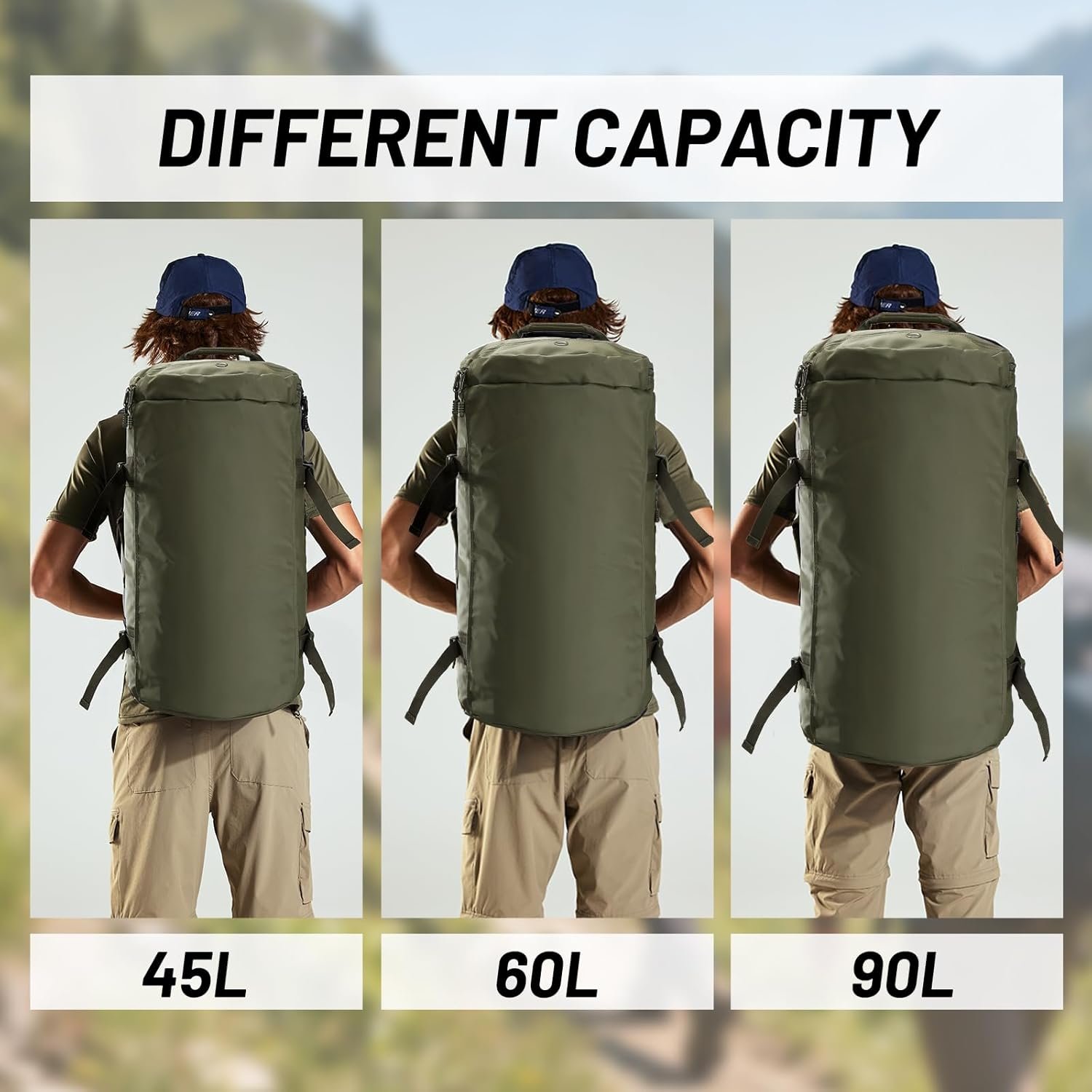 MIER Large Duffel Backpack Sports Gym Bag with Shoe Compartment, Heavy Duty and Water Resistant, Dark Green, 90L - Image 5