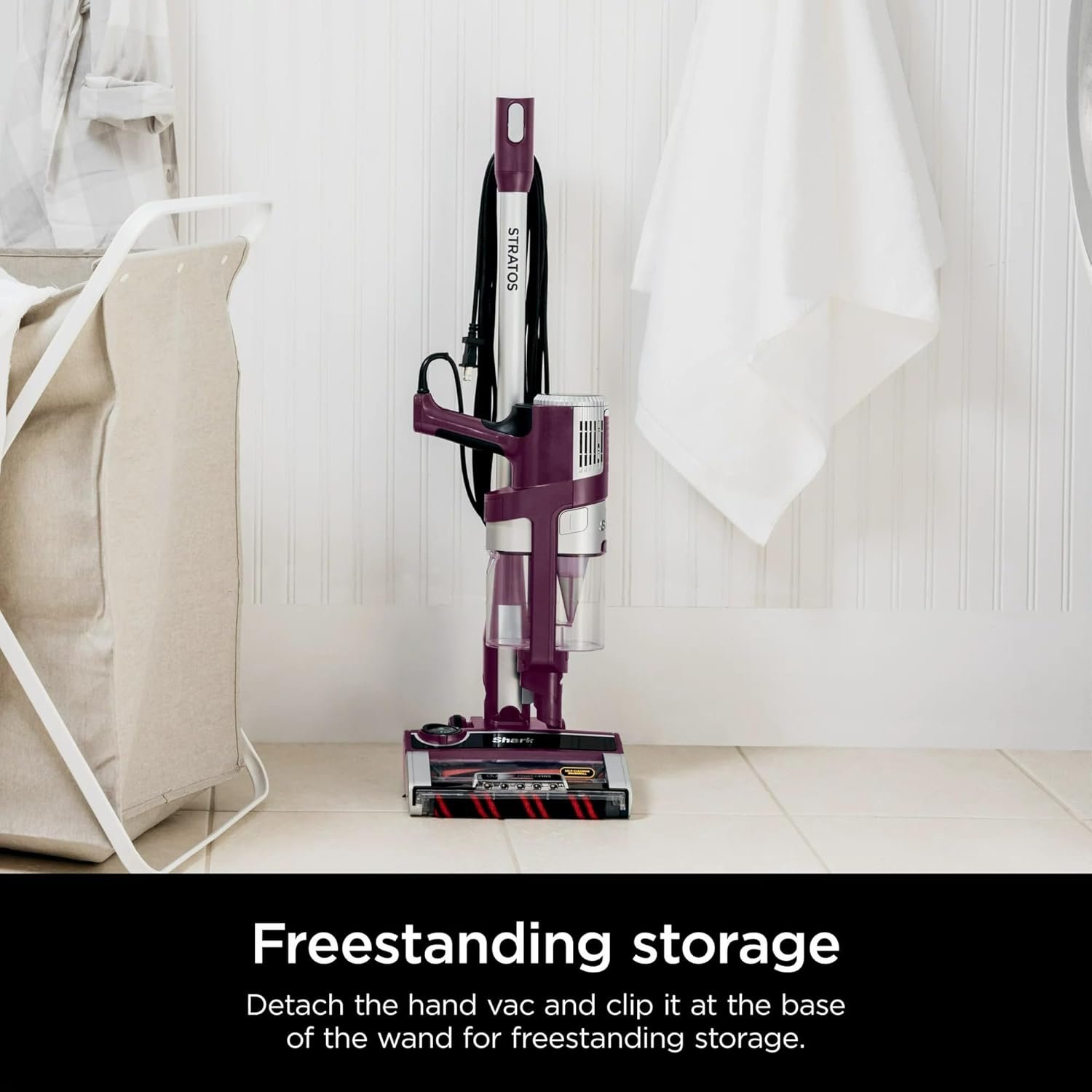 Shark HZ3000 Stratos Ultralight Corded Stick Vacuum with DuoClean PowerFins HairPro, Self-Cleaning Brushroll, & Odor Neutralizer Technology, Red Plum (Renewed) - Image 4