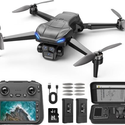 GPS Drone with 4k camera for adults, 4.5’’ LCD Screen Controller, Brushless Motor, 60-Min Flight Time with 2 Batteries, SD Card Included, 5G FPV Quadcopter with Smart Return, Great Gift for Beginners