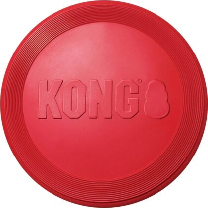 KONG Flyer - Durable Dog Toy for Outdoor Playtime - Natural Rubber Flying Disc, Dog Toy for Fetch - Safer Disc for Healthy Activity - for Small Dogs