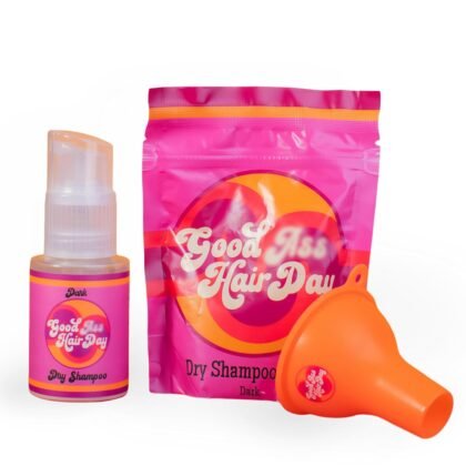Good A- Hair Day Powder Dry Shampoo Bottle + Refill + Funnel Bundle, All Natural, Talc-Free, Oil Absorbing, Handmade in WI (Dark)