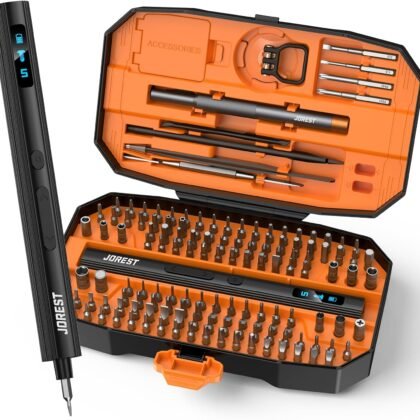 JOREST 155 in 1 Mini Electric Screwdriver Cordless, Precision Power Screwdriver Set, 5 Torque Levels (Max 0.75N.m), Gifts for Men, Magnetic Repair Tool Kit for iPhone, PC, Laptop, PS4 PS5, Xbox, Watch
