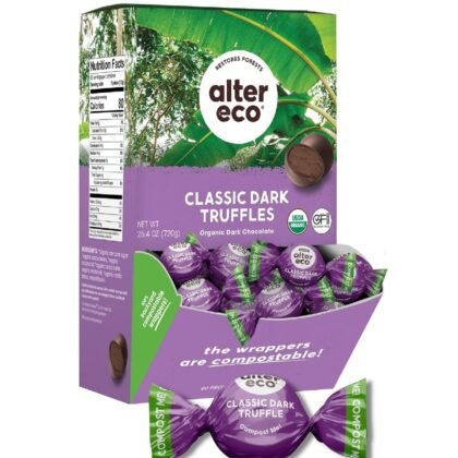 Alter Eco |Classic Dark Chocolate Truffles | Pure Dark Cocoa, Fair Trade, Organic, Non-GMO, Gluten Free Dark Chocolate Truffles | 60 Truffles