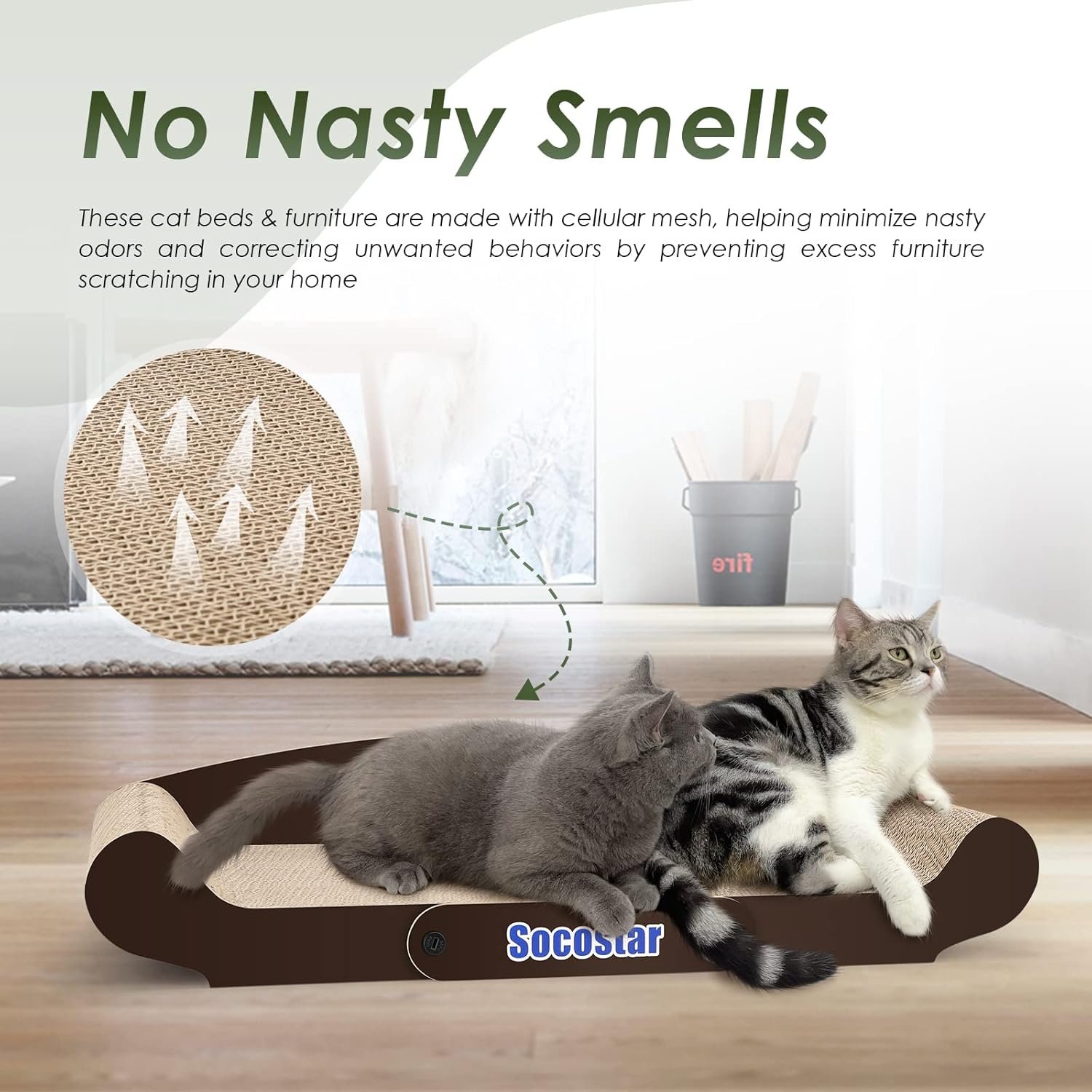 Extra Large Cat Scratcher Sofa Bed 27.6 x 11 Inches- Cat Scrathing Cardboard,100% Recycled Paper Cat Scratchers for Indoor Cats - Cat Scratcher Lounge, Cat Scratch Pad - Cardboard Cat Bed Couch - Image 4