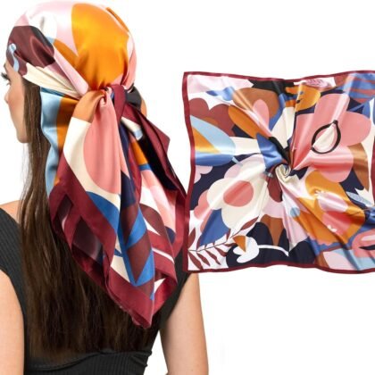 vimate 35" Square Silk Like Head Scarf - Women's Fashion Silk Feeling Scarf for Hair Wrapping and Sleeping at Night.
