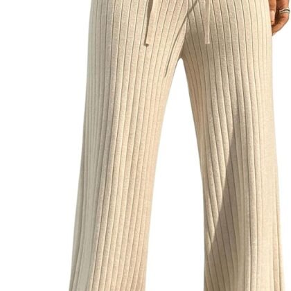 Verdusa Women's Wide Leg Sweatpants Comfy Lounge Pants Straight Leg Baggy Pants Yoga Workout Knit Trousers Winter Clothing