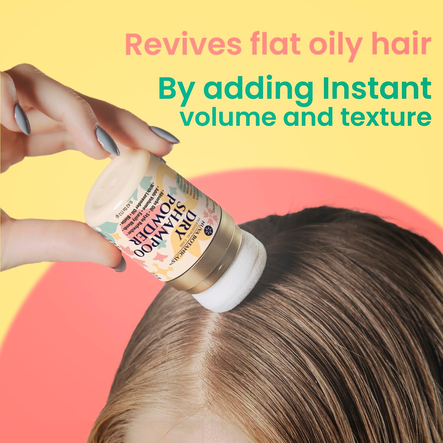 Nuva Botanicals Non Aerosol Dry Shampoo Powder with Biotin - Lavender Extract and Korean Ginseng - Volumizing Travel Size (0.42 oz) - Gifts for Her - Image 7