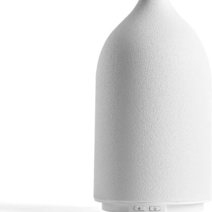 Aroma Diffuser,500ML Ceramic Ultrasonic Essential Oil Diffuser for Aromatherapy with 7-Color LED Light Waterless Auto Off for Room Office, (500ML)