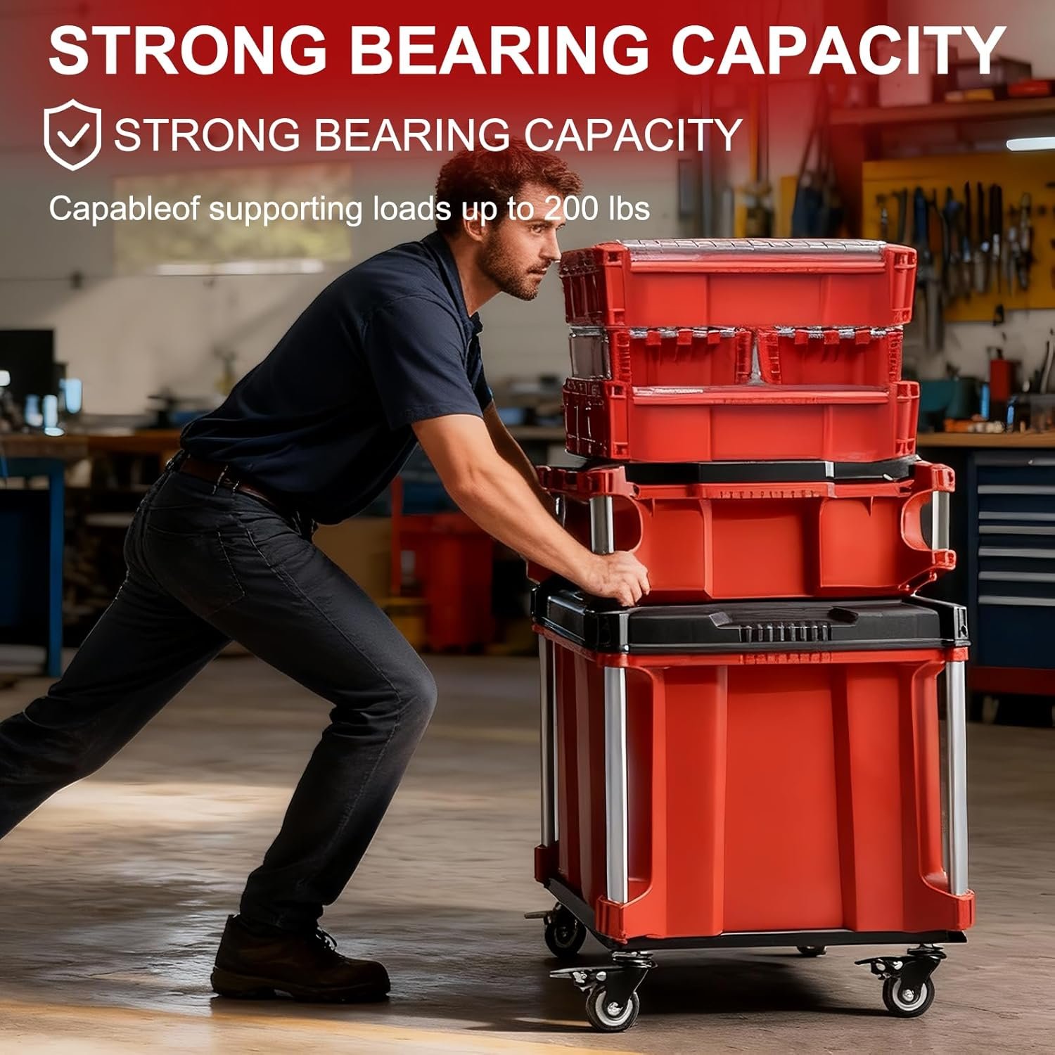 Upgraded Tool Box Dolly Compatible with Milwaukee Packout Carts Milwaukee Packout wheels equipped with locking wheels load capacity up to 200 pounds. - Image 8