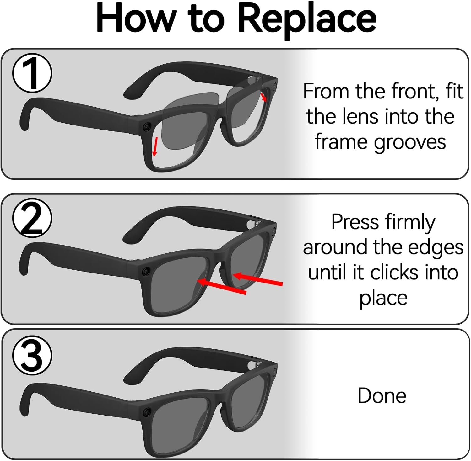 TERPINK Replacement Lenses Compatible with Ray-Ban Meta Wayfarer (Gen 2, RW4012-50mm and Gen 1, RW4006-50mm) Smart Glasses - Image 5