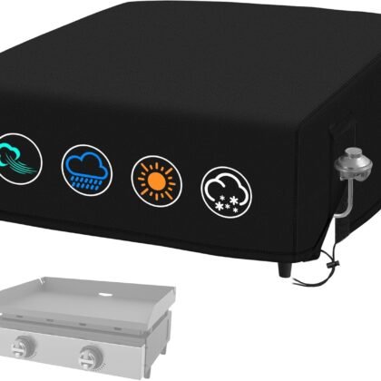 Grill Cover for Blackstone 22 Inch Griddle, Tabletop Grill Without Hood, 600D Waterproof Oxford BBQ Grill Cover with Drawstrings, Fits Blackstone 22" Tabletop Griddle and Velcro-Protected Tube