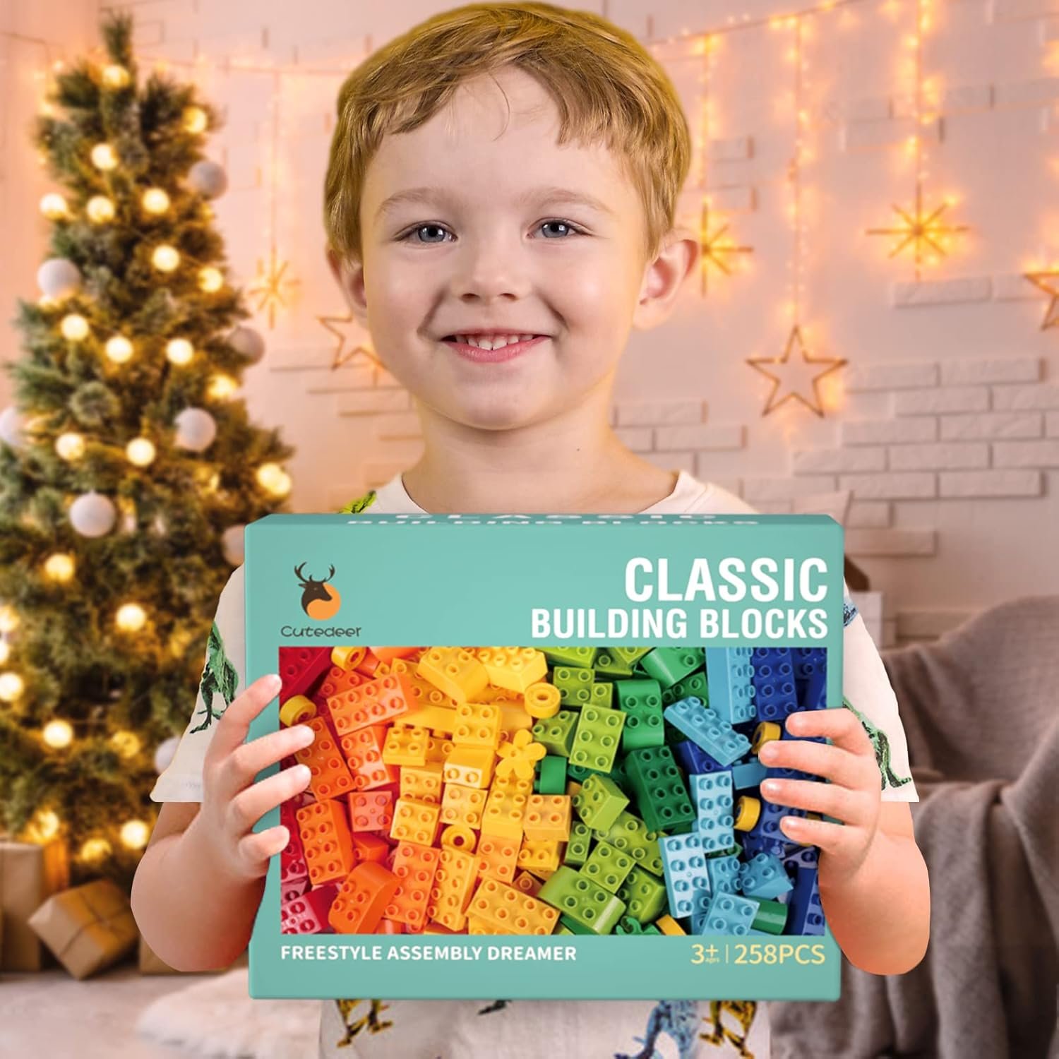 Cutedeer 258 Piece Classic Big Building Blocks Set for Kids Toddlers Compatible with All Major Brands, Large Building Bricks STEM Toys with Gift Box for All Ages Boys Girls - Image 5