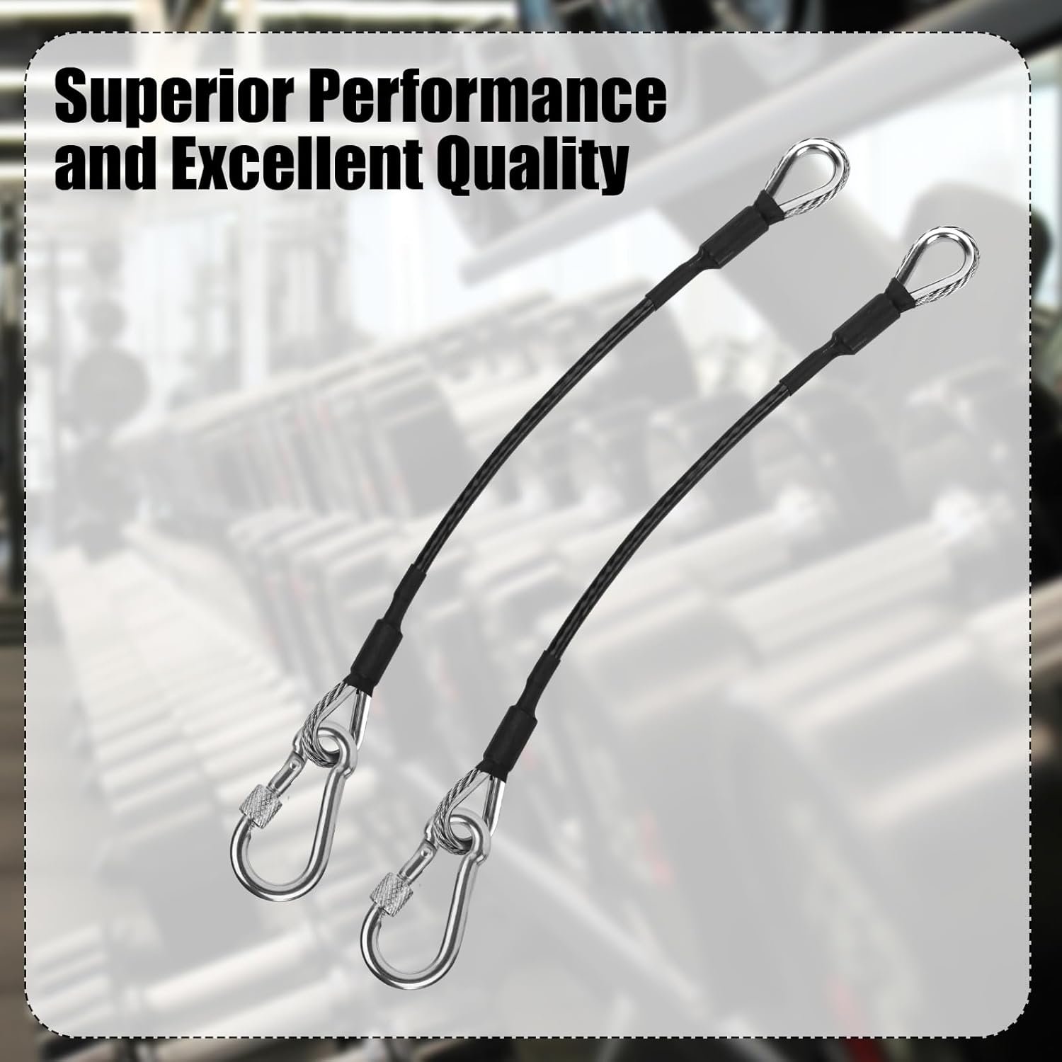 2pcs Gym Extension Cables, 26cm / 10 inch Gym Cable with Carabiner Fitness Home Gym Machine Accessories Attachment for LAT Pull Down Machine Leg Extensions Machine Compatible with Bowflex - Image 3