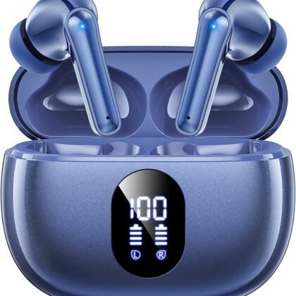 wyness Wireless Earbuds, 2025 Ear Buds with Big Bass Stereo Sound, Lightweight Bluetooth Earbuds with 48 Hours Playtime, in-Ear Fit Earphones, IPX7, Hands-Free Calls with AI for iPhone, Android, Pad