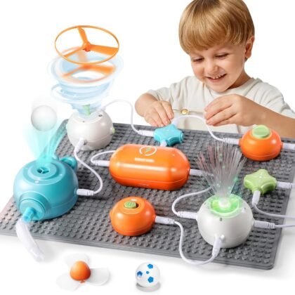 Circuits Science Kit for Kids Ages 3-12 | 64 STEM Projects with 25 Electronic Parts | No Soldering, Kids Circuit Board Kit with Fan, RGB Lights| Educational STEM Toy Gift for Boys & Girls 6-8