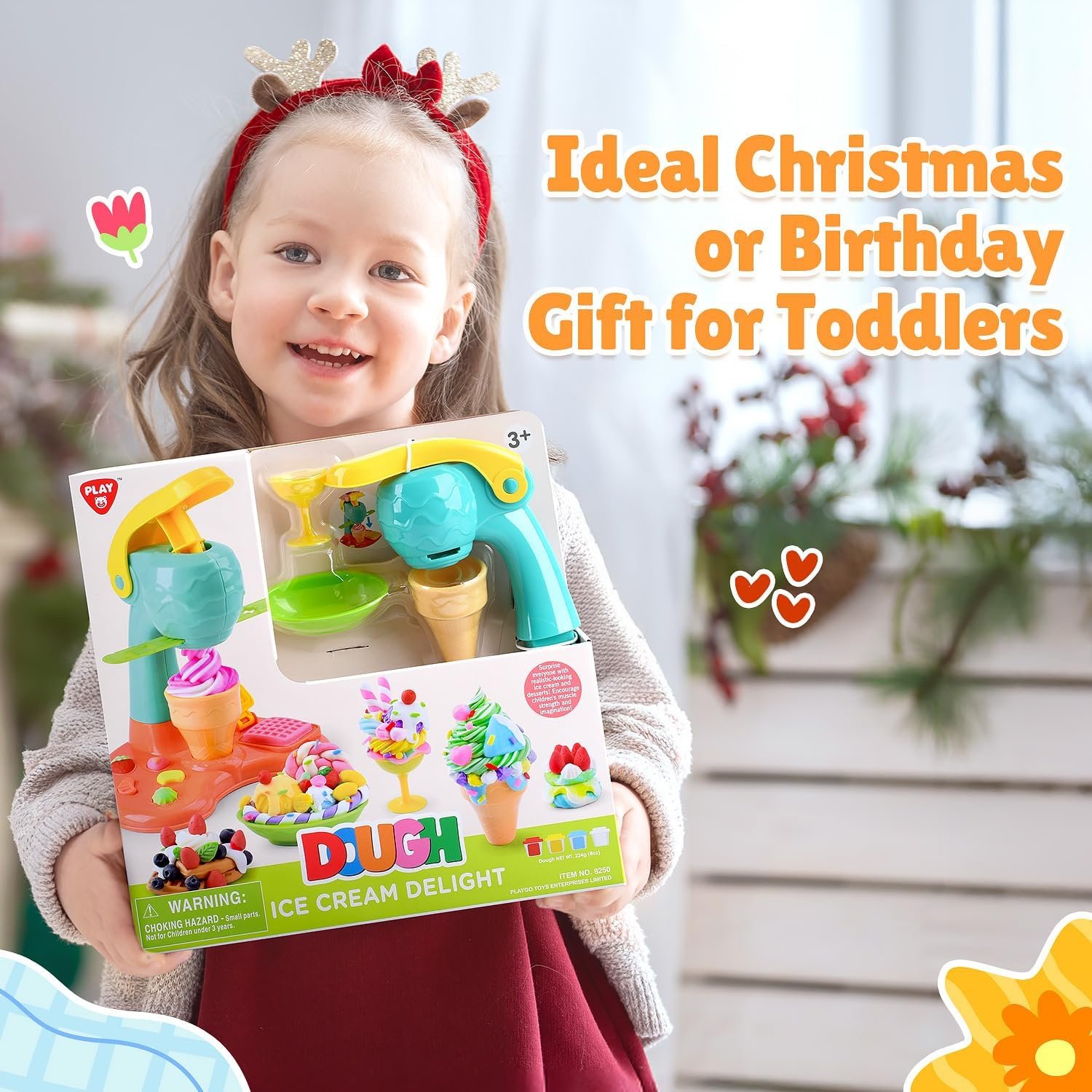 PLAY Clay Dough Set with Ice Cream Maker Machine/Noodle Maker/Banana Split Ice Cream Mold Kitchen Creations Arts Crafts Play Food Toys Tools Kit for Boys Girls Kids Toddlers Ages 3+ - Image 9