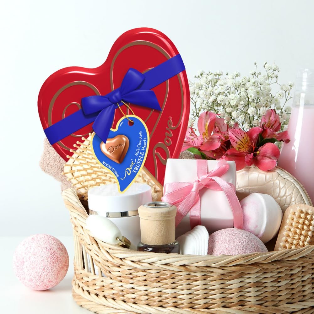 DOVE Assorted Chocolate Truffles, Valentines Chocolate Candy Gift, 5.82 oz Heart Tin - Image 7