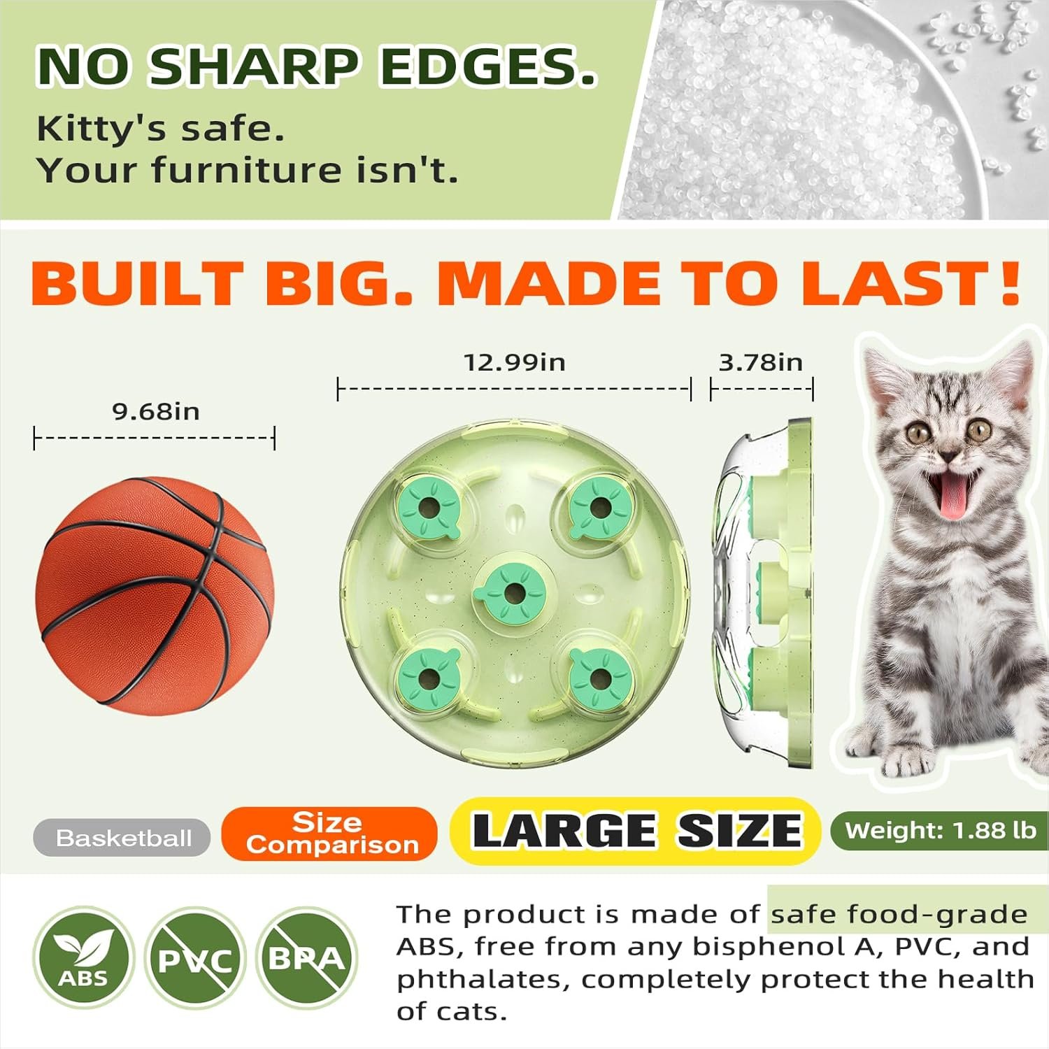 KADTC 2 Ways to Play - Large Size Cat Treat Puzzle Toy U.S. Brand & Design Foraging Balls for Indoor Cats Puzzles Feeder Kitten Stimulating Enrichment Slow Feeding Toys Interactive Brain-Teasing Game - Image 2