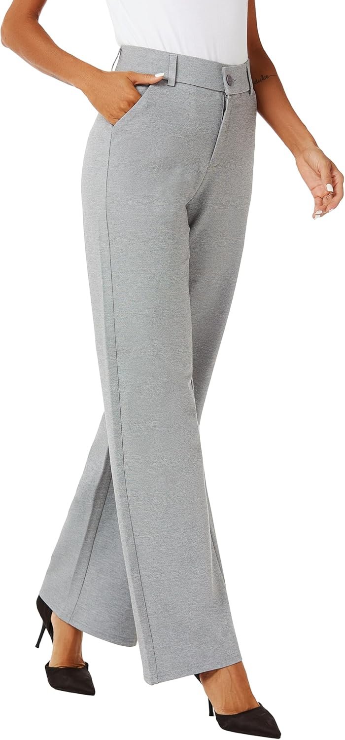iChosy Womens High Waist Wide Straight Leg Trousers Casual Slacks Dress Pants with Pockets - Image 9