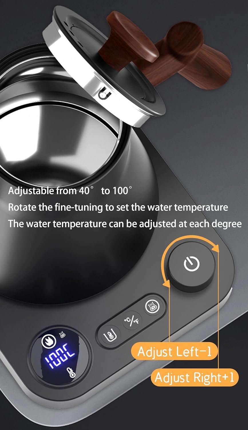 Electric Kettles, Gooseneck Electric Kettle, ±1℉ Temperature Control, Stainless Steel Inner, Quick Heating, for Pour Over Coffee, Brew Tea, Boil Hot Water, 0.9L (Black) - Image 6