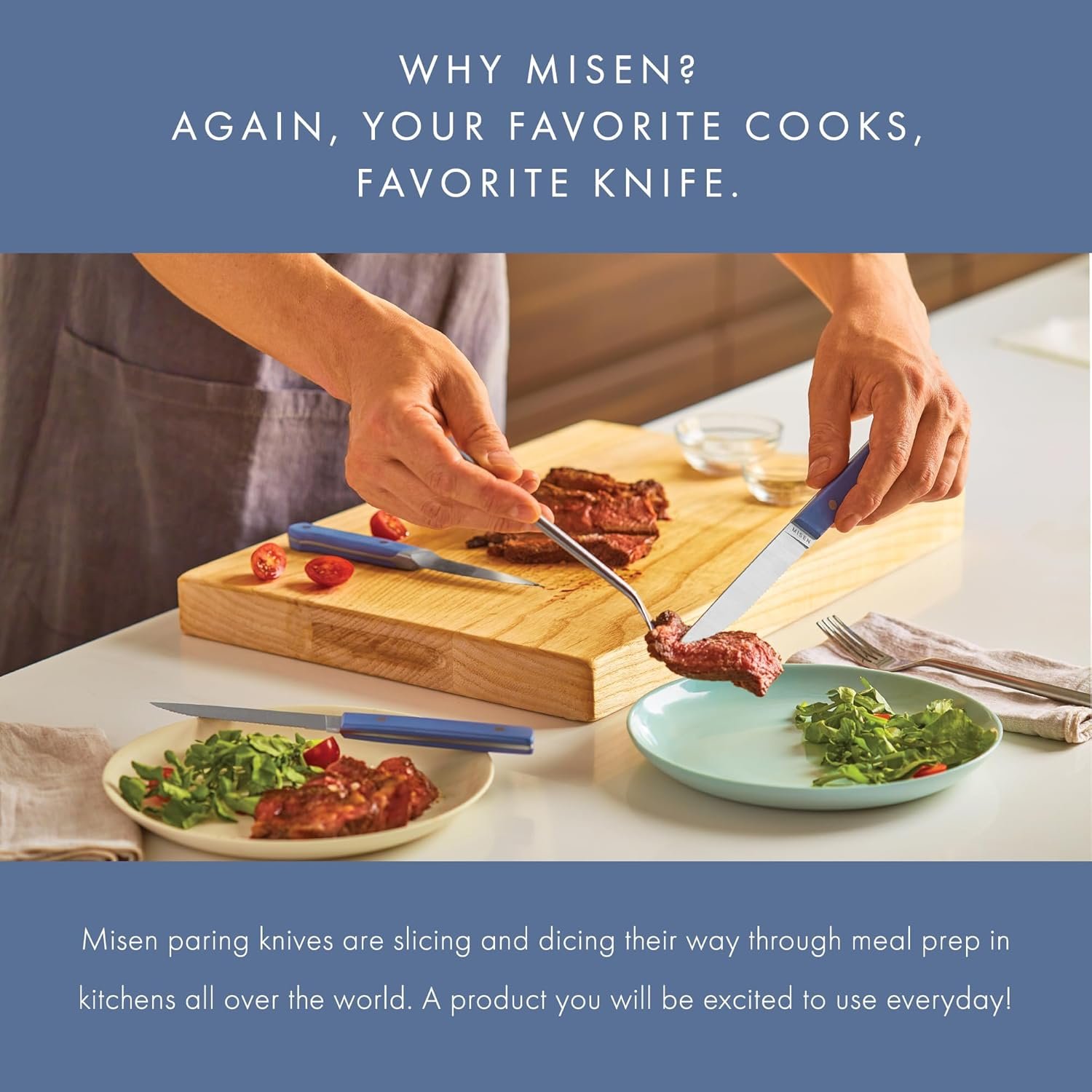 Misen Paring Knife – Precision Kitchen Knife with High-Carbon Stainless Steel Blade – Ergonomic Handle for Peeling, Trimming, and Slicing – Lightweight, Versatile Tool for All Culinary Tasks - Blue - Image 2