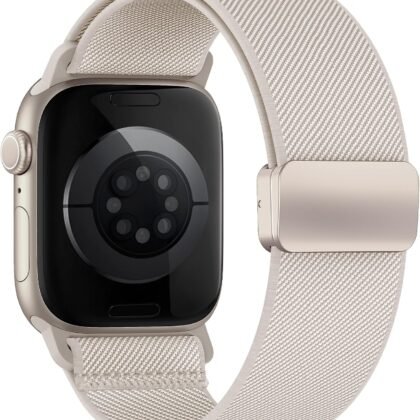 Stretchy Band Compatible with Apple Watch Bands 40mm 38mm 41mm 42mm 44mm 45mm 46mm 49mm Women Men,Strong Magnetic Clasp Elastic Sport Strap for iWatch Series 11 10 9 8 7 6 5 4 3 2 1 Ultra SE/Starlight