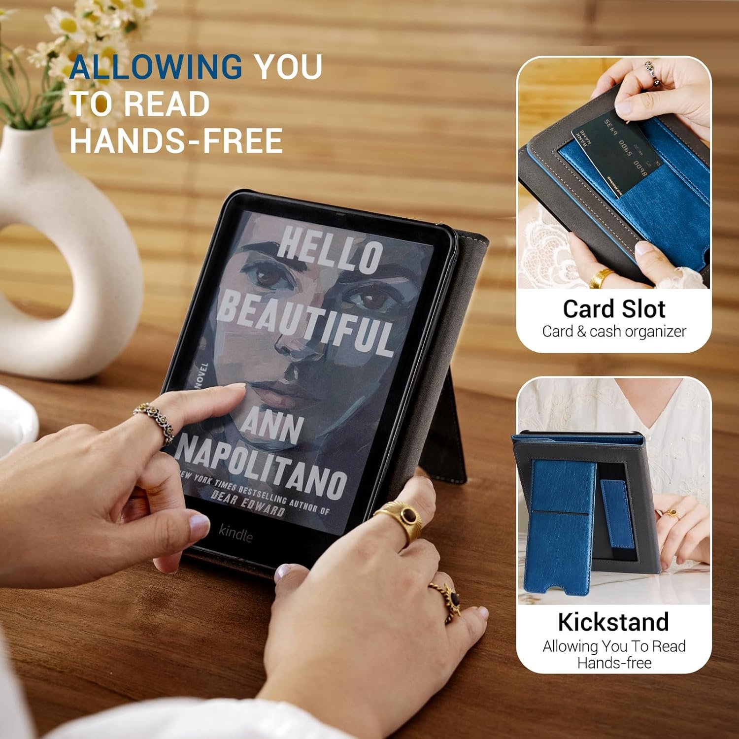 CoBak Premium Stand Case for Kindle Paperwhite & Kindle Colorsoft 7" & Kobo with Hand Strap – Automatic Wake/Sleep, Stylish & Durable, Comfortable Reading & Protection, Compatible with iPhone Stand - Image 3