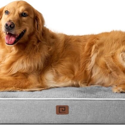 EHEYCIGA Waterproof Dog Bed Orthopedic 41"x27", Memory Foam Pet Bed for XLarged Dogs, Washable Pet Mat with Removable Cover, Grey