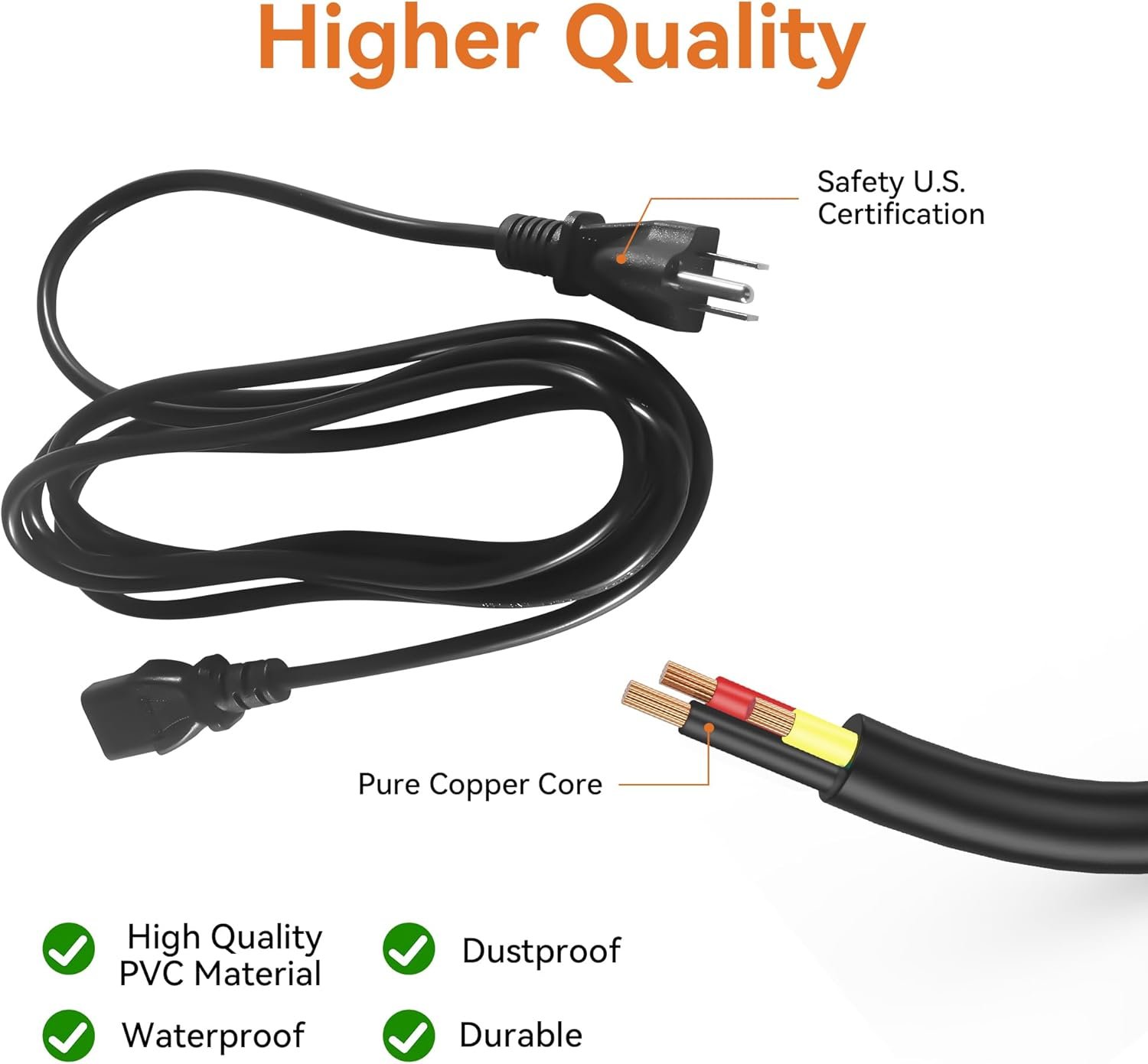 10ft 3-Prong AC Power Cord for Pellet Grills - Compatible with Traeger Ironwood 650/885, Pro 575/780, Timberline 1300/850 (Gen 2 only) - Pellet Smoker Grill Power Cord Kit - Image 3