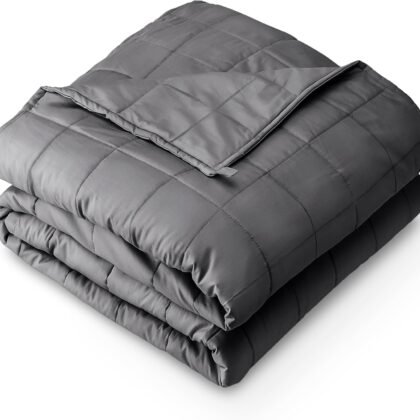Bare Home Weighted Blanket Full or Queen Size 15lb (48" x 72") for Adults - All-Natural 100% Cotton - Premium Heavy Blanket Nontoxic Glass Beads (Grey, 48"x72")