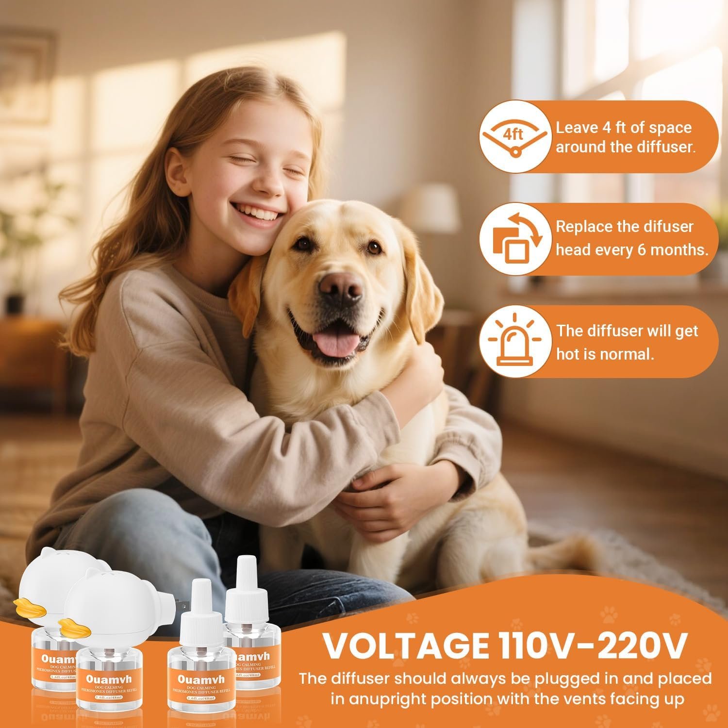 Dog Calming Diffuser, 6 in 1 Dog Pheromones Calming Diffuser, Relaxing Pheromone for Dogs Relief Stress Anxiety Reduce Aggression Barking, Help Train Dog to Peeing - Image 5