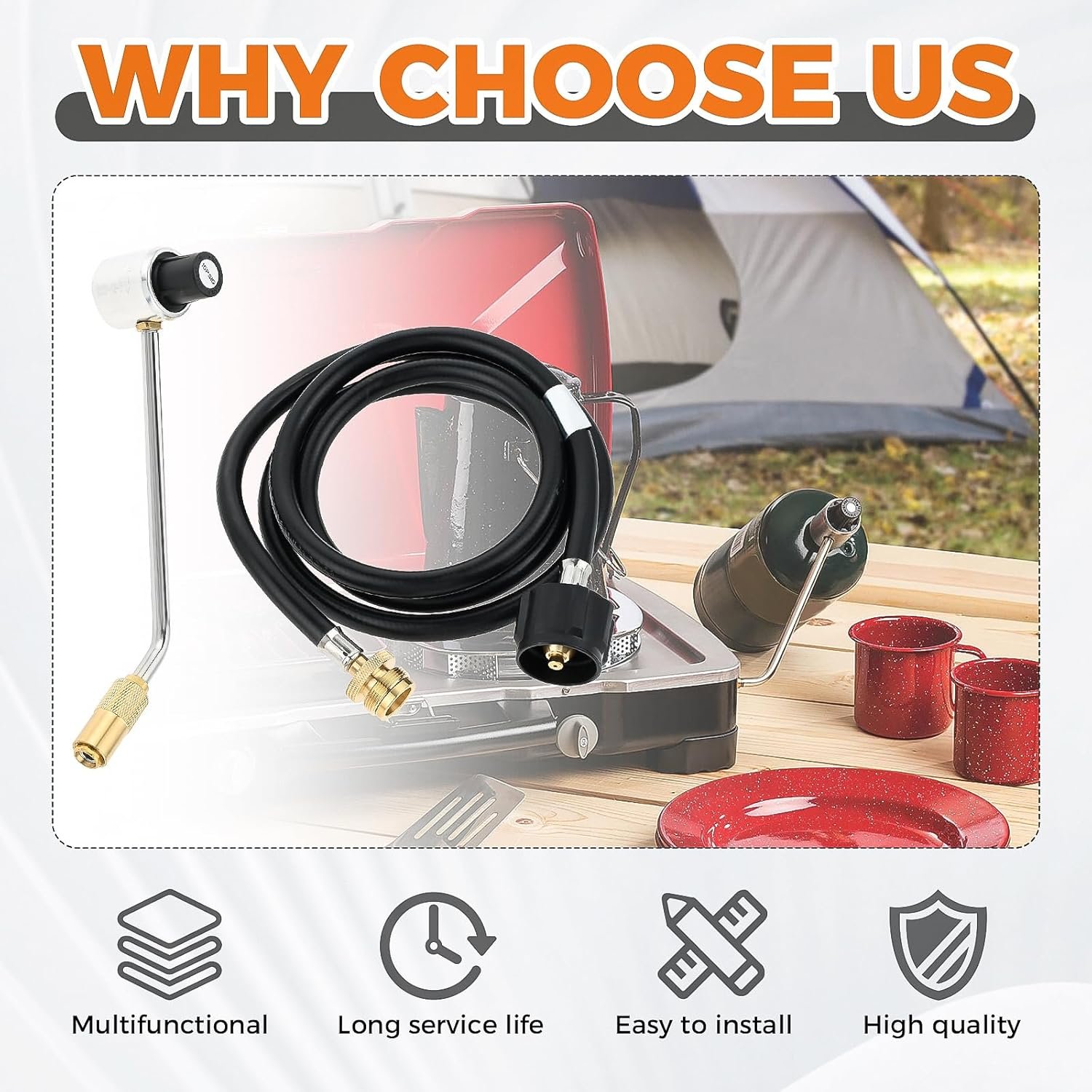 6 Feet Propane Adapter Hose 1 LB to 20 LB Converter with 5430 Regulator Replacement for Coleman Propane Stoves, Not Compatible with Coleman Roadtrip LXE Grills - Image 7