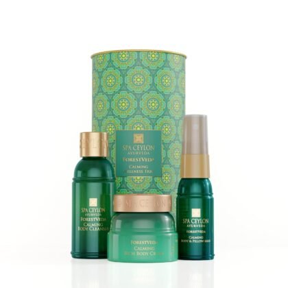 Spa Ceylon ForestVeda Calming Wellness Trio, Pampering Kit with Natural Ingredients, Ayurvedic Gift Set with Shower Gel, Body Cream & Pillow Mist, Christmas Gifts (Peppermint)