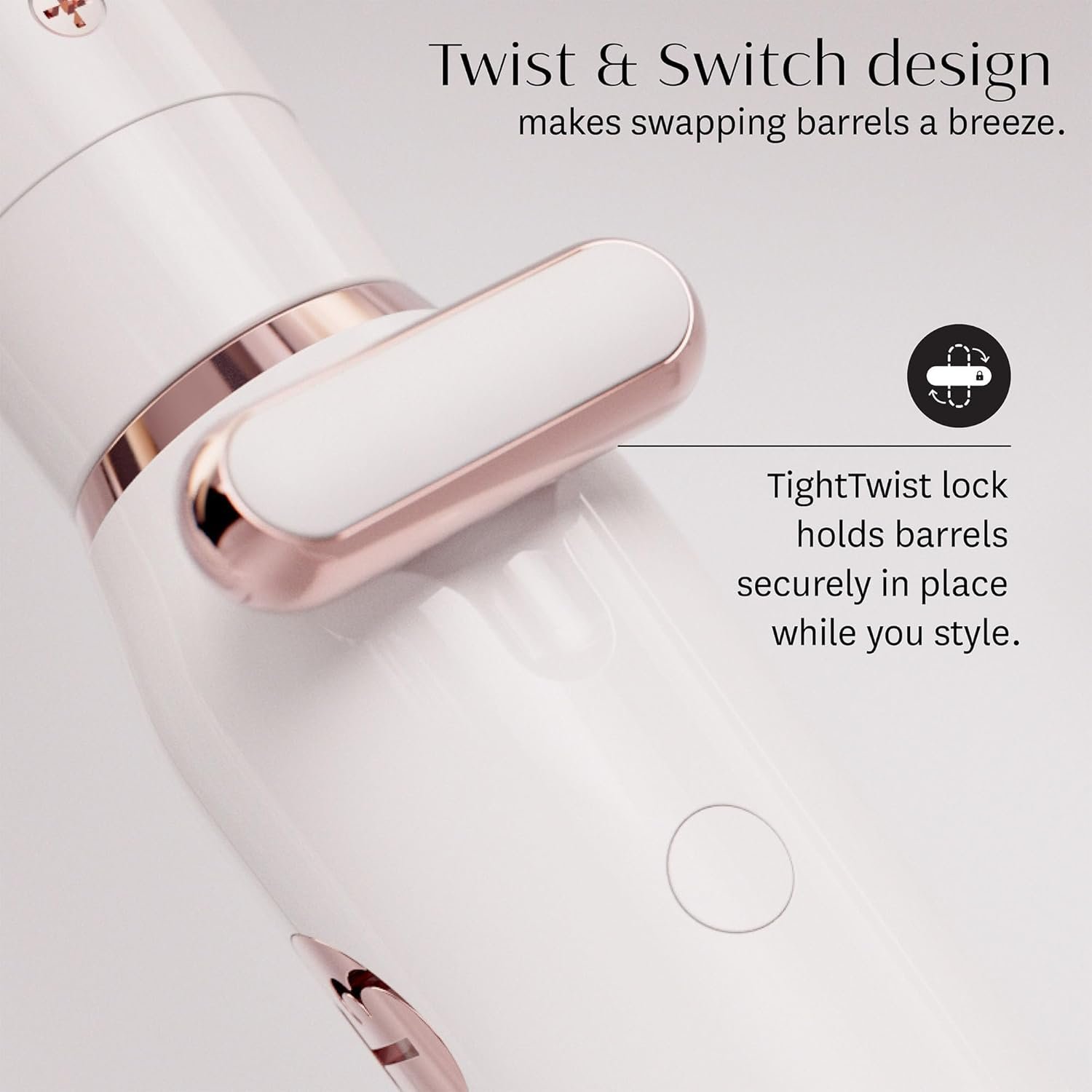 T3 Switch Kit Professional Ionic Interchangeable Curling Iron with 3 Ceramic Clip & Wand Long Barrels for Curling and Waving, 9 Adjustable Heat Settings & Ion Generator, White/Rose Gold - Image 5