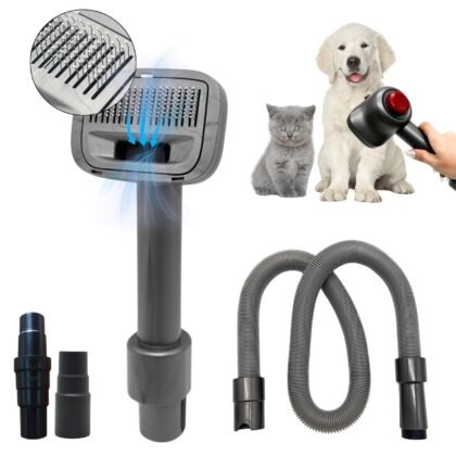 Pet Hair Grooming Brush Vacuum Attachment for Dogs, Cats with Vacuum Extension Hose up to 3.5M – Compatible with Miele, Shark Rocket HV322, HV301, HV371, Rotator NV501, Navigator NV350 Series & More