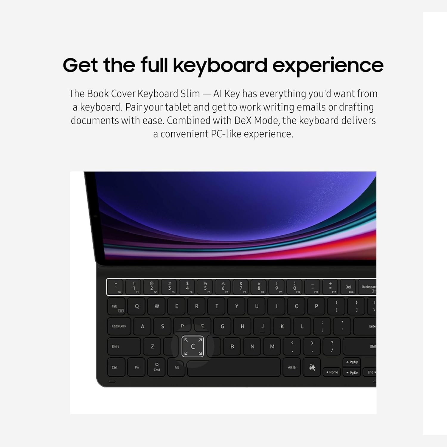 Samsung Galaxy Tab S9 | S9 FE | S10 FE, FE Book Cover Keyboard Slim - AI Key for Galaxy Tab S10 FE, Detachable Platform, PC-Like Experience, Wireless Keyboard Sharing - Image 4