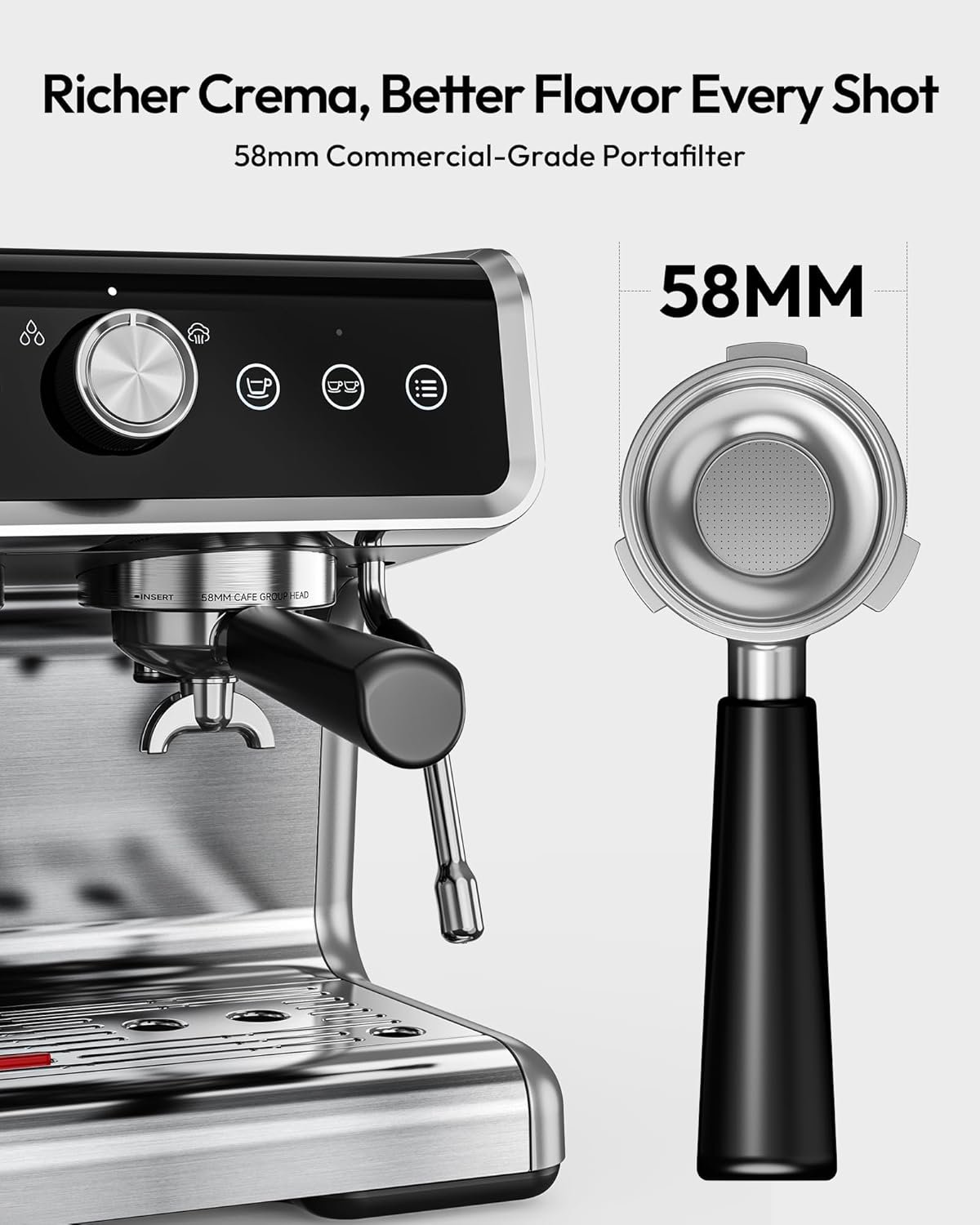 EUHOMY Espresso Machine with Grinder, 20 Bar Professional Espresso Coffee Maker for Home, with Milk Frother for Latte, Cappuccino & Barista-Style - Image 5