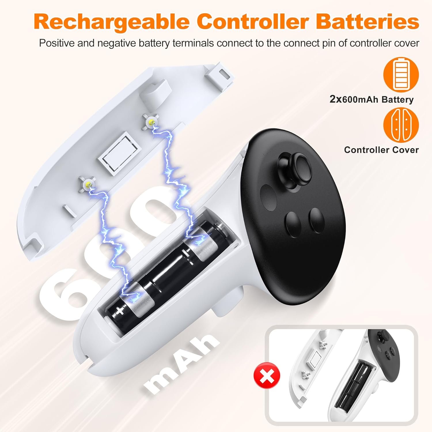Fast VR Charging Dock for Meta Oculus Quest 3: LED Quest Charger Station for Oculus 3 Aceesories - Controller Charger with 2 Rechargeable Batteries/20W USB-C Charger Adapter - Image 4