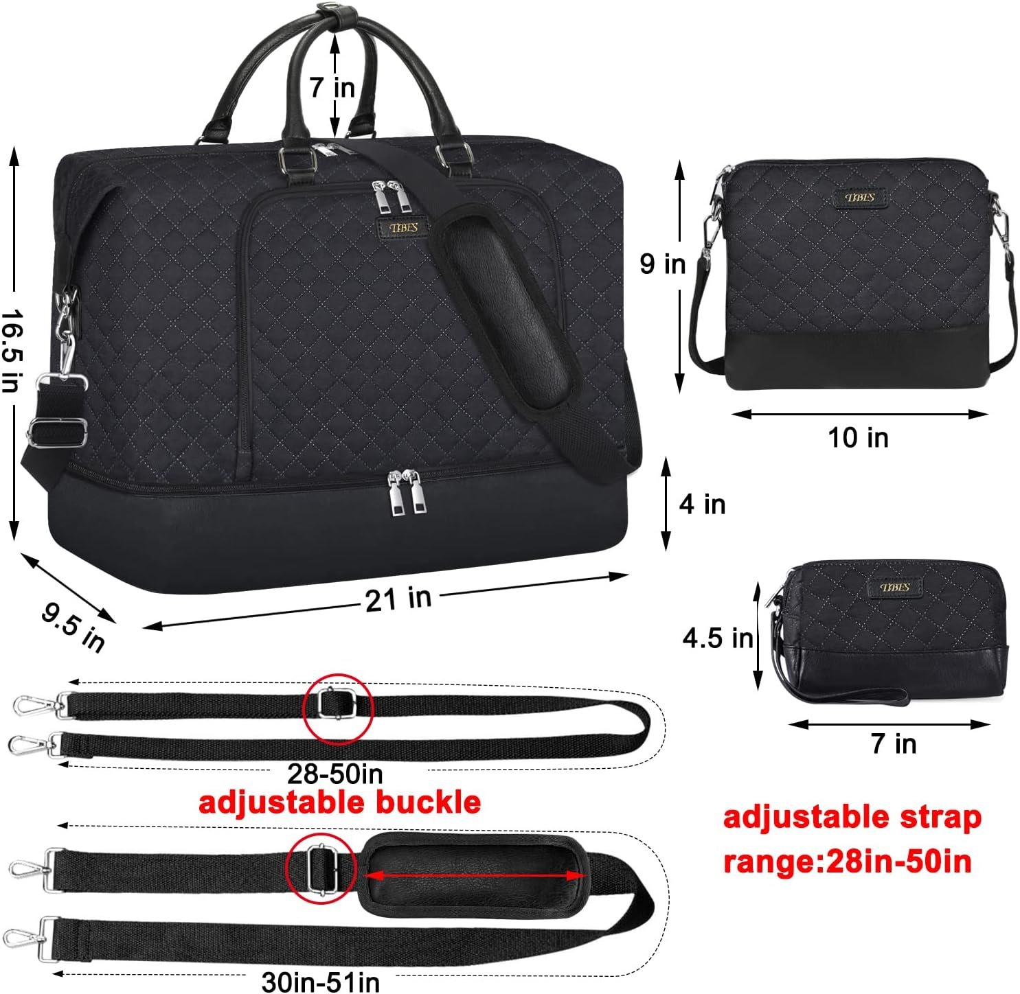 Travel Weekender Bag for Women, Overnight Bag with Shoe Compartment Oversized Travel Duffel Bag Carry On Tote 21" - Image 6