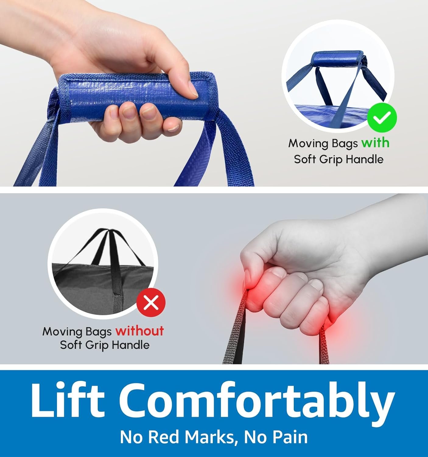 6 Pack Large Moving Bags Heavy Duty – Reusable Storage Bags with Zippers & Handles | Extra-Large Packing Bags for Moving Boxes, Clothes, Bedding, Holiday Décor & Home Storage - Image 2