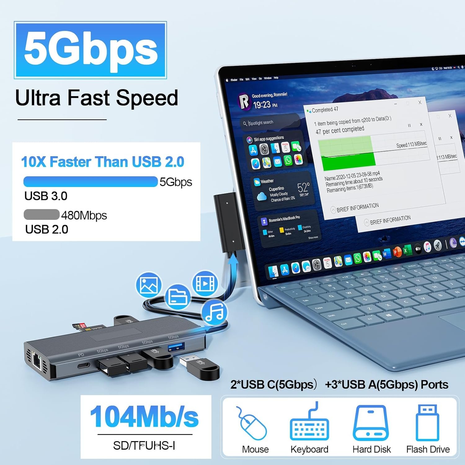 New for Microsoft Surface Docking Station 11-in-1 Surface Dock 2 4K@60HZ HDMI USB C Travel Dock for Microsoft Surface Pro 11/10/9/8/X/7/6/5/4/3,Surface Laptop 6/5/4/3/2/1,Laptop Go 3/2/1,Surface Book - Image 4