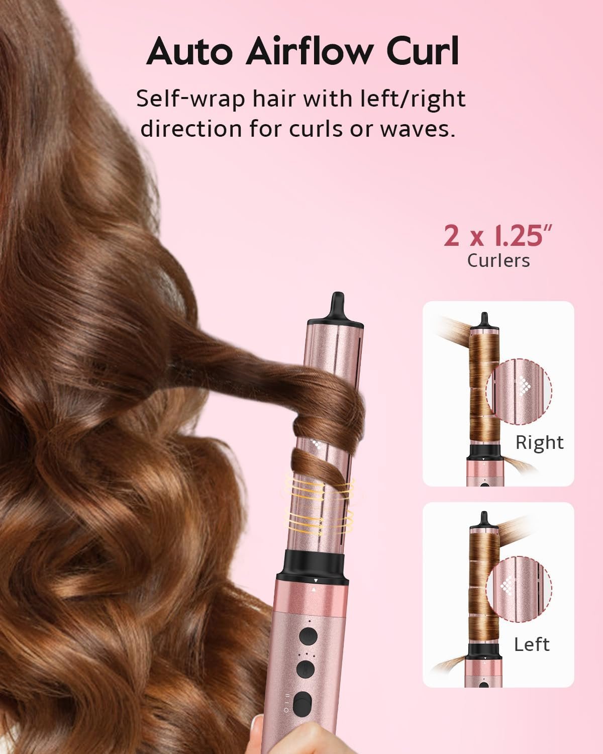 Brightup 5 in 1 Air Styler, 1400W High Speed Hair Dryer Brush, Professional Automatic Hair Curler with Cool Shot Button, 800 Million Ionic, No Heat Damage, with Travel Bag - Image 4