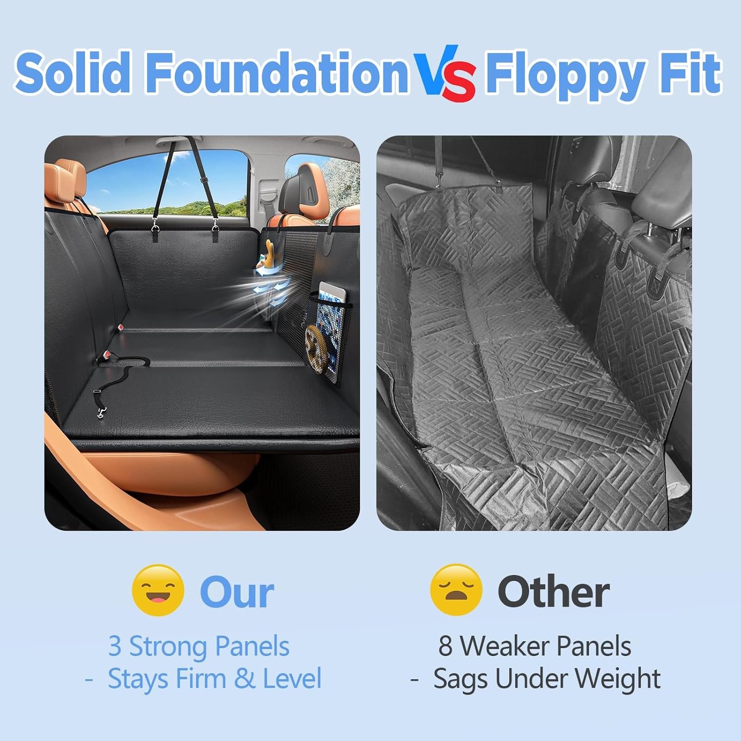 HOB4U Back Seat Extender for Dogs, PU Leather Dog Car Seat Cover for Back Seat with Hard Bottom, 100% Waterproof, Scratch Proof and Anti Slip Dog Hammock for Cars and SUVs, Holds 400 lbs - Image 4