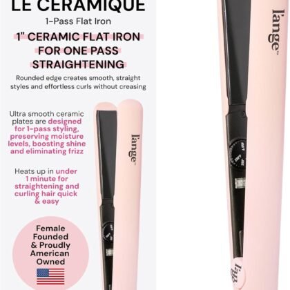 L'ANGE HAIR Le Ceramique 1-Pass Flat Iron Hair Straightener | Fast Heating Ceramic Flat Iron | Best Hot Tools Professional Hair Straightener to Lock in Moisture & Shine | (Blush)