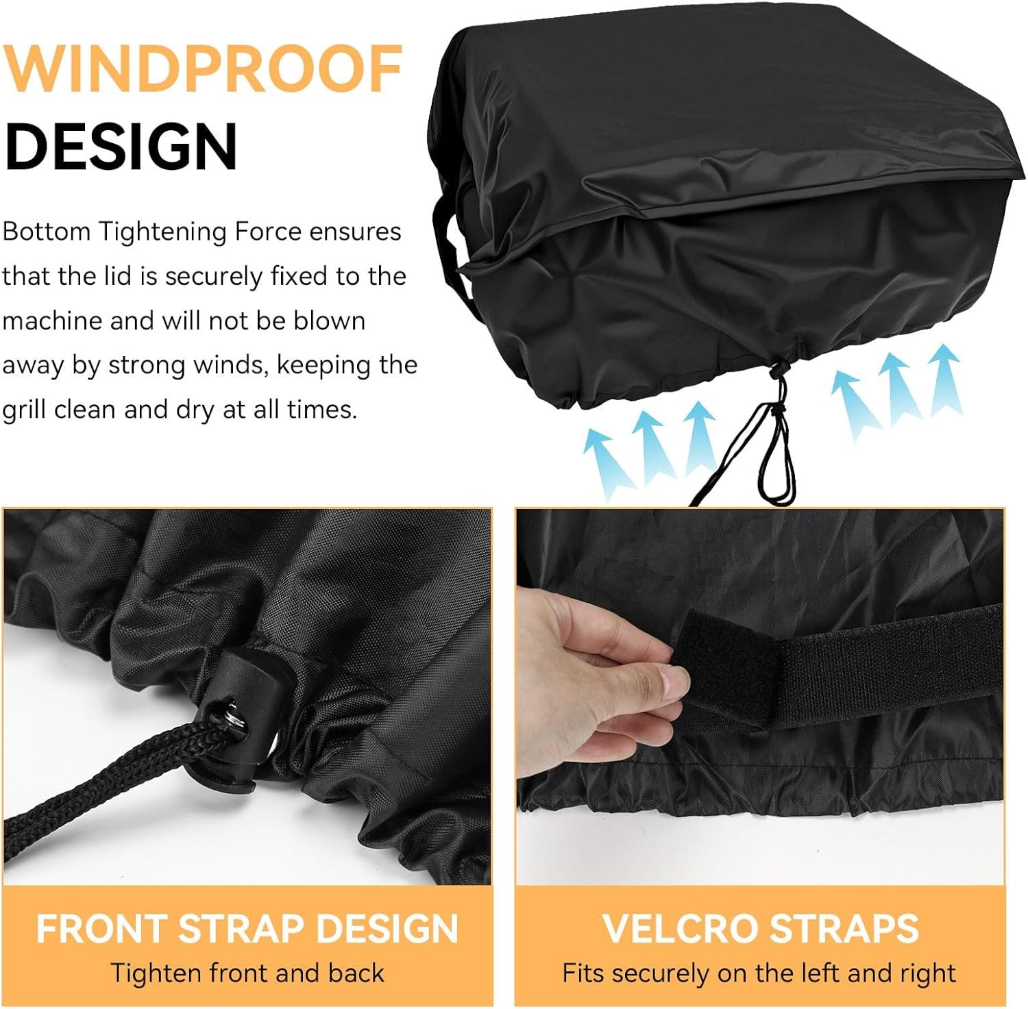 Griddle Cover for Blackstone 22in Tabletop Griddle with Hood & Captiva Designs 22 in Flat Top Grill - BBQ Gas Grill Cover Tabletop Griddle Cover for Outdoor Grill, Waterproof, Anti-UV, Black - Image 3