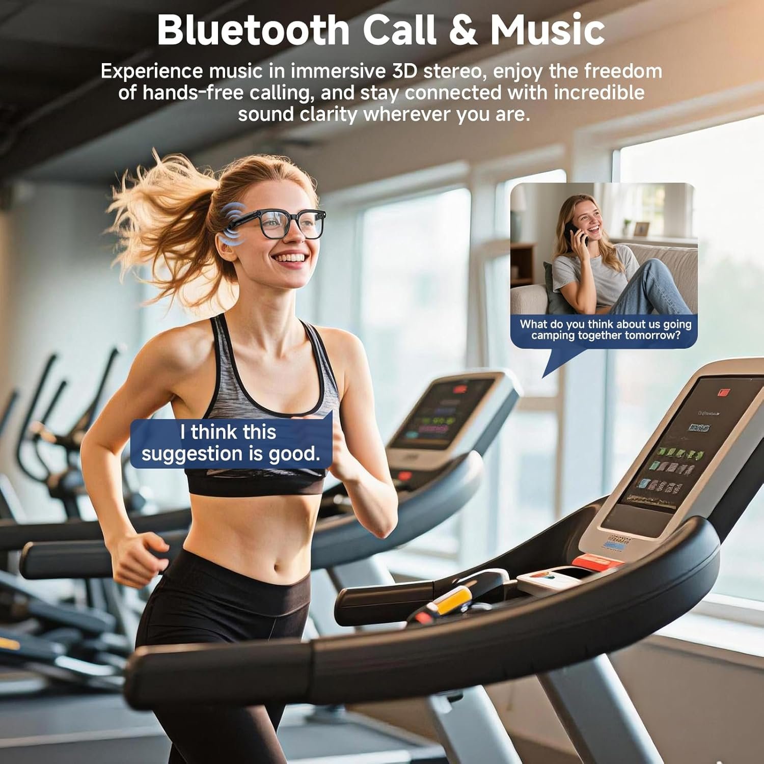 AI Smart Glasses with Camera, 4K 800W HD Video Recording Glasses with Audio, Bluetooth Sunglassess with Camera, Real-Time Translation, Voice Assistant, Object Recognition, Hands-Free Music Calls - Image 5