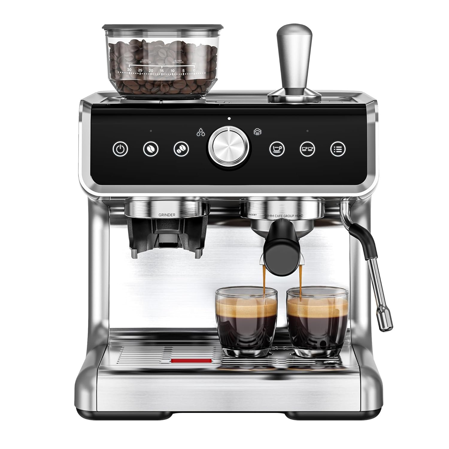 EUHOMY Espresso Machine with Grinder, 20 Bar Professional Espresso Coffee Maker for Home, with Milk Frother for Latte, Cappuccino & Barista-Style